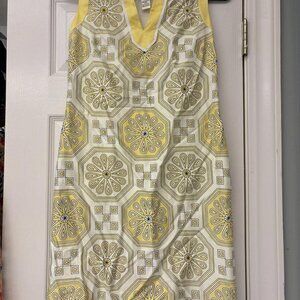 Harold’s Yellow & White Summer Sheath Dress. Lined. Size 2